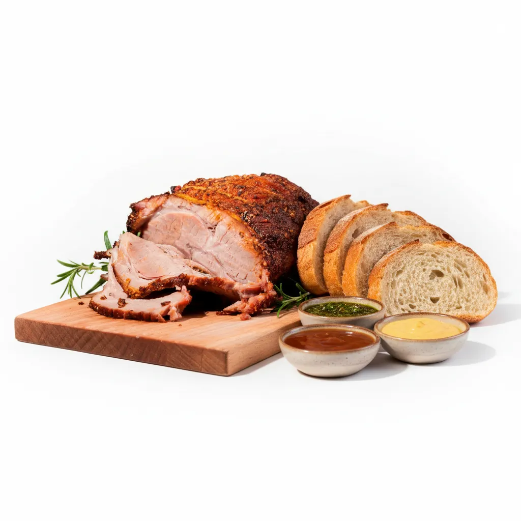 Pernil de Cerdo con Pan de campo + Salsas Varias